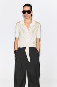 COS Tie-Front Knitted Wool Shirt