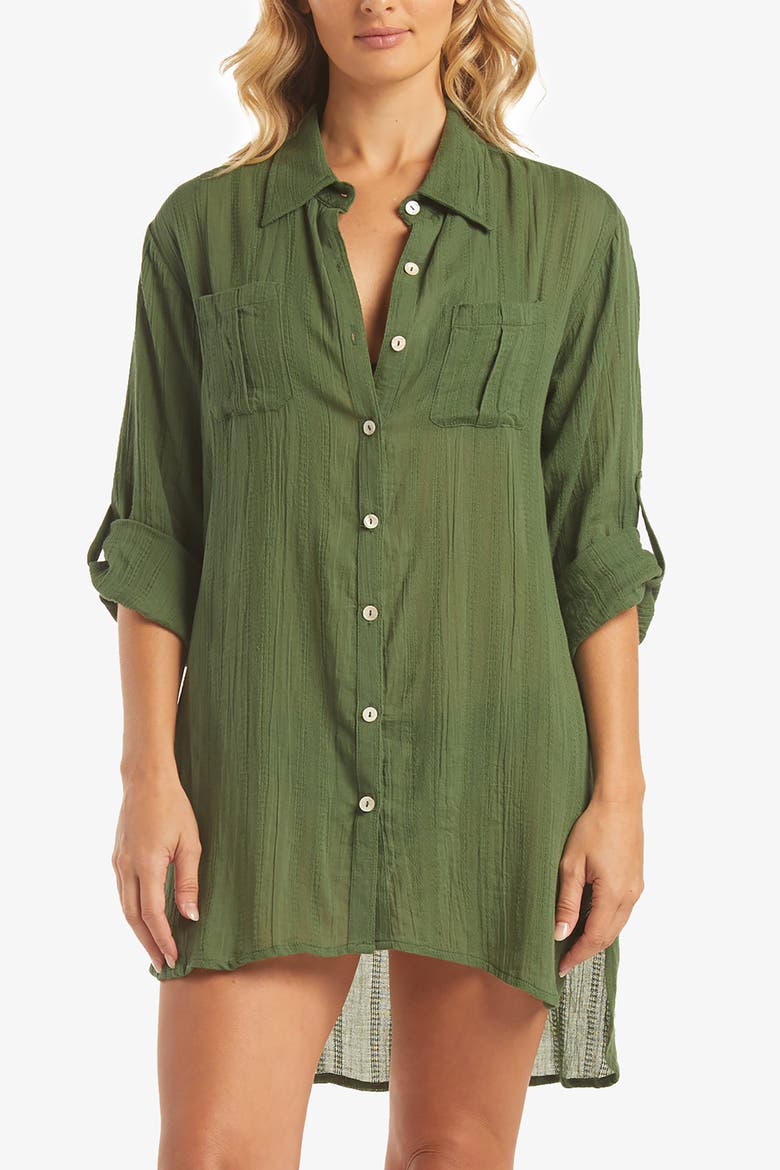 Relaxed Shirt Dress, Main, color, Fatigue
