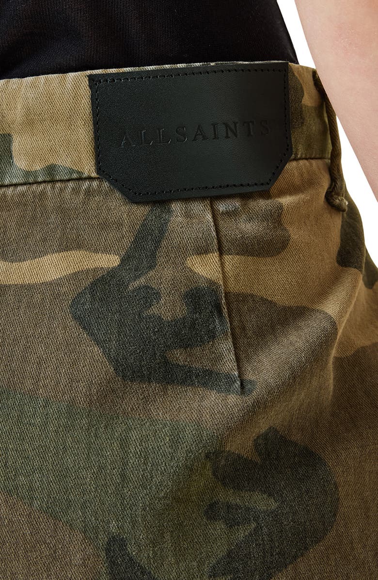 AllSaints Becca Camo Pleated Cotton Trousers, Alternate, color,