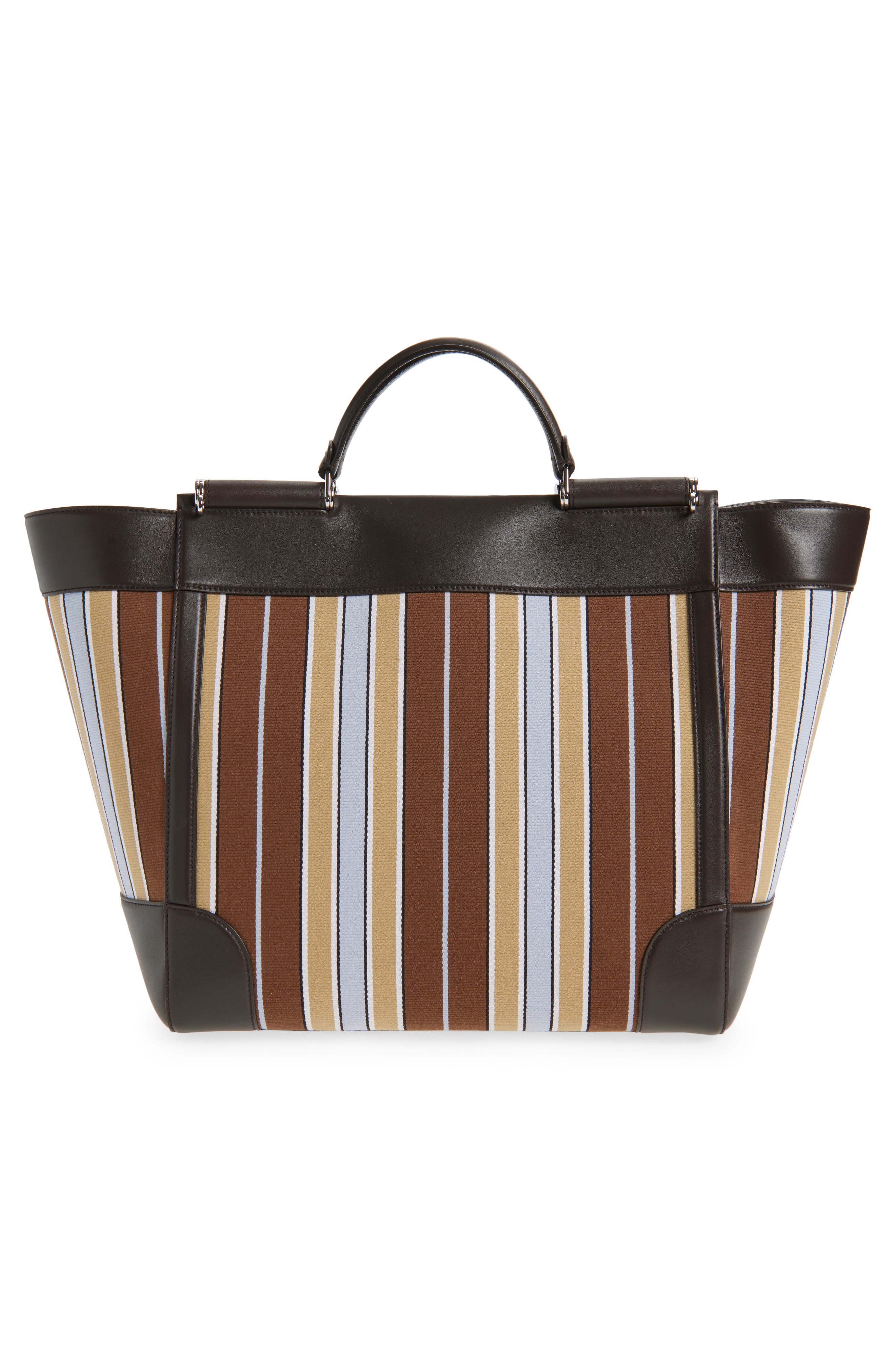 Dolce&Gabbana Sicily Stripe Jacquard Shoulder Bag, Alternate, color, Multicolor Marrone