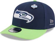 New Era Men's New Era College Navy/Neon Green Seattle Seahawks 2026 NFL Draft On Stage Pre-Curved 9FIFTY Snapback Hat