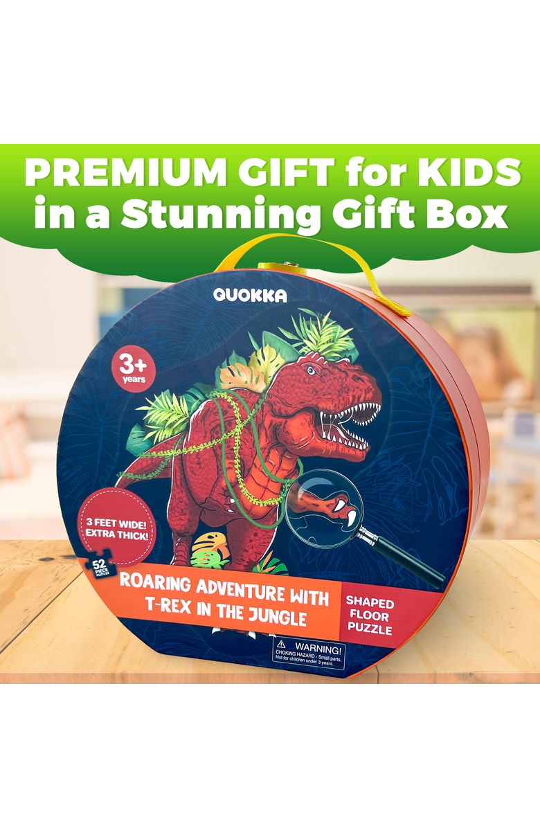 Quokka 2x3 Feet Giant Shaped Glitter Floor Puzzles for Kids Ages 3-5, Alternate, color, T-Rex