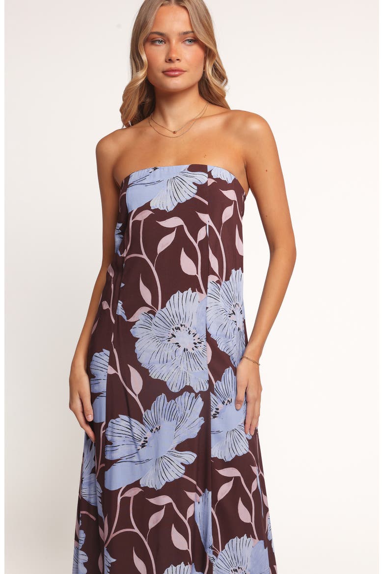Ottavia Floral Strapless Maxi Dress, Alternate, color, BLUE POPPIES