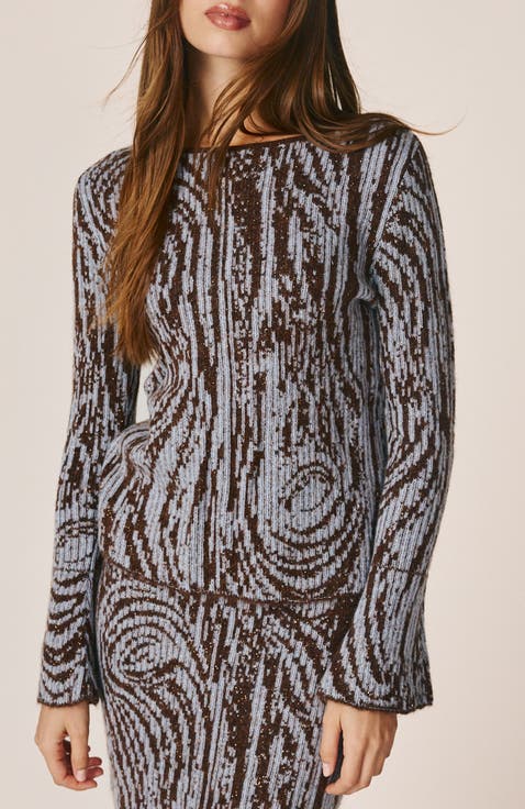 Abstract Print Knit Sweater