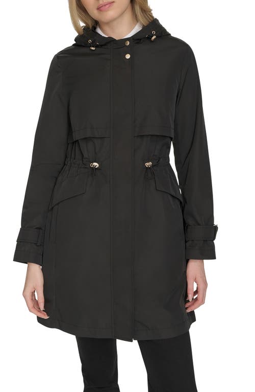 Cole Haan Signature Hooded Trench Raincoat In Black