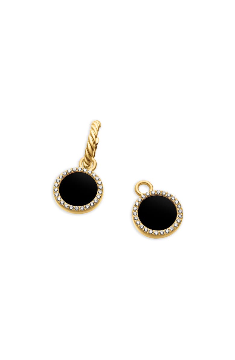 David Yurman Petite DY Elements<sup>®</sup> Drop Earrings in 18K Yellow Gold with Black Onyx and Pavé Diamonds, Alternate, color, 