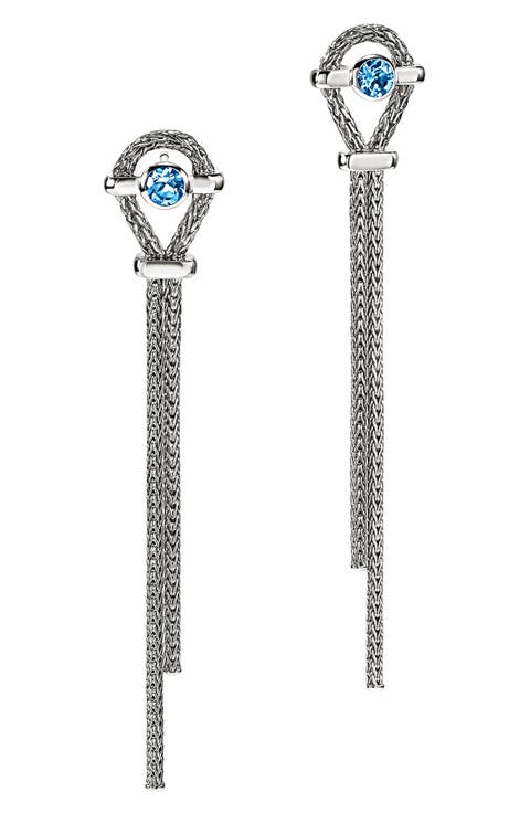 Icon Sterling Silver Treated Swiss Blue Topaz Drop Earrings