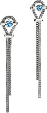 John Hardy Icon Sterling Silver Treated Swiss Blue Topaz Drop Earrings