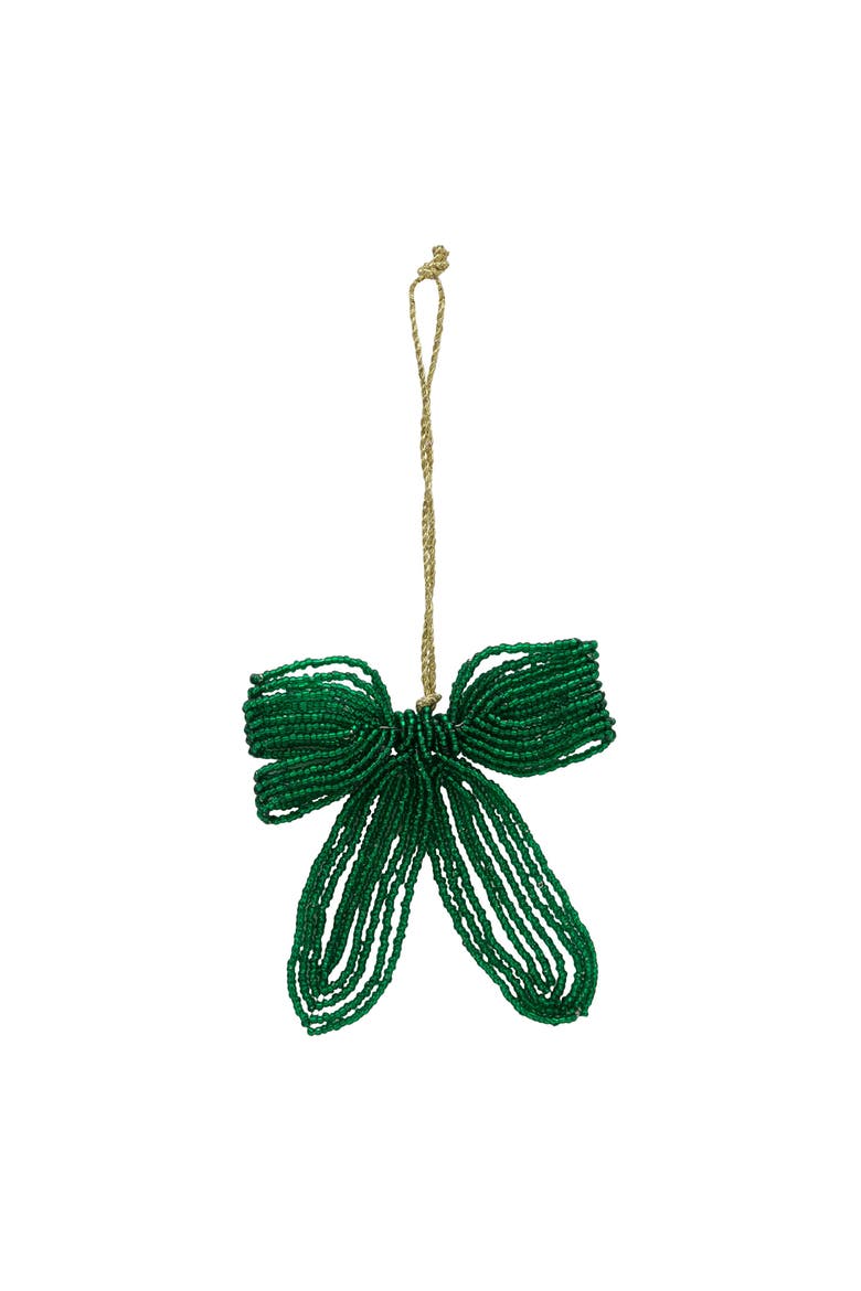 Ribbon Beaded Green Christmas Tree Ornament, Main, color, Green