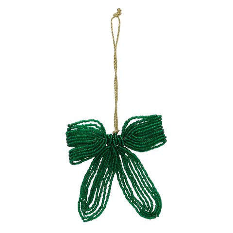 Ribbon Beaded Green Christmas Tree Ornament