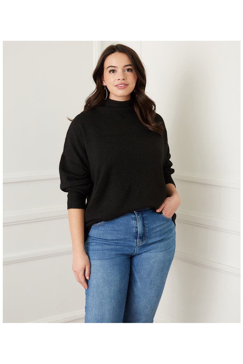 Mock Neck Sweater, Alternate, color, BLACK