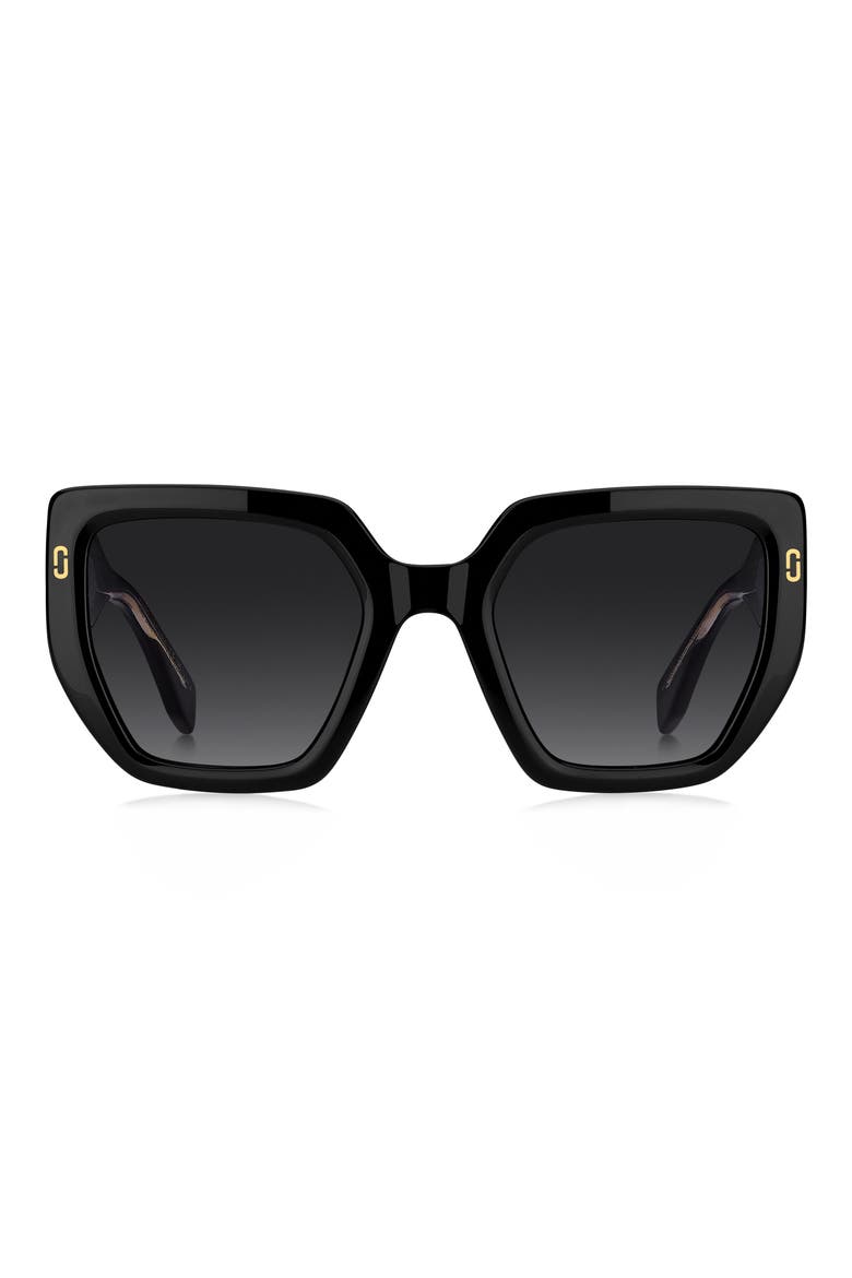 52mm Gradient Square Sunglasses, Main, color, BLACK/ DARK GREY