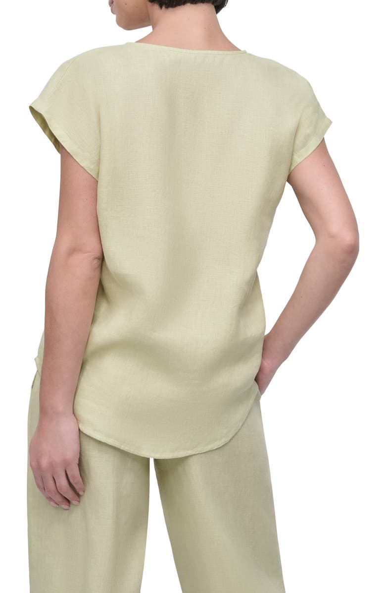 DKNY V-Neck Linen Top, Alternate, color, Tea Green