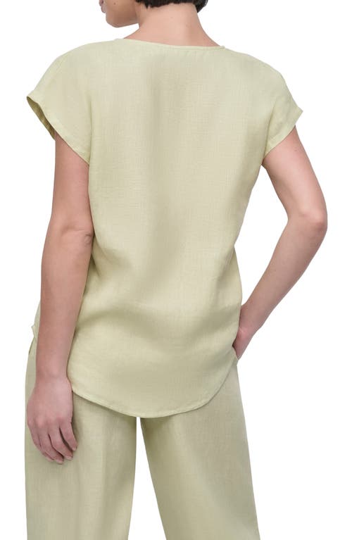 Dkny V-neck Linen Top In Tea Green
