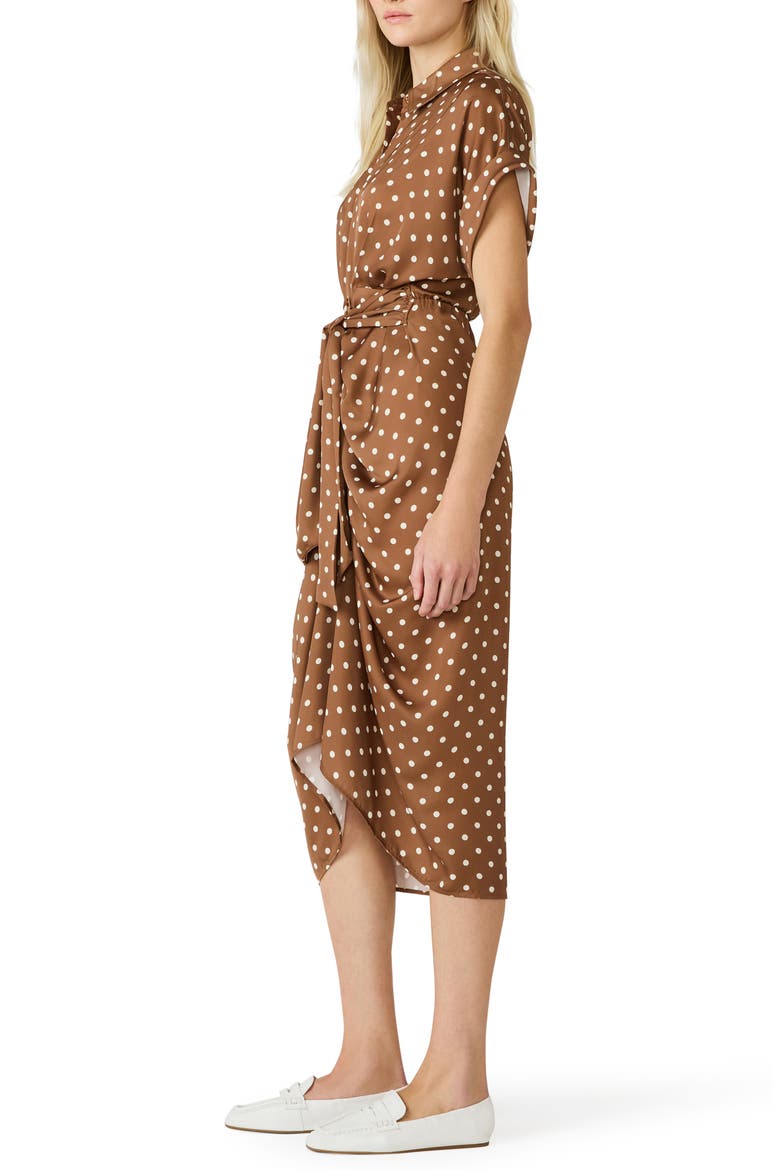 Tori Polka Dot Shirtdress, Alternate, color, TOFFEE/ ANTIQUE WHITE