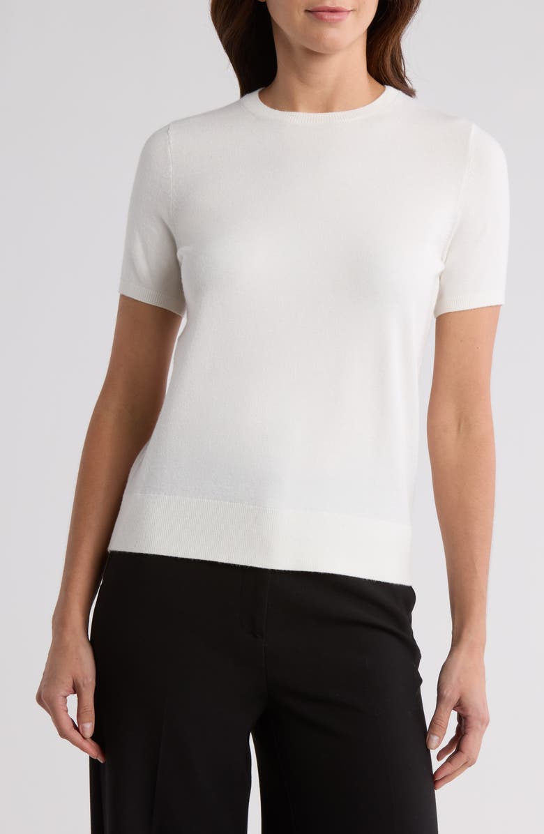 Nordstrom Slim Fit Short Sleeve Sweater, Main, color, Ivory Cloud