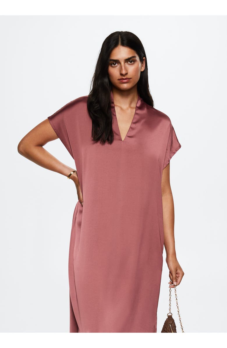 MANGO Satin Shift Midi Dress, Alternate, color,