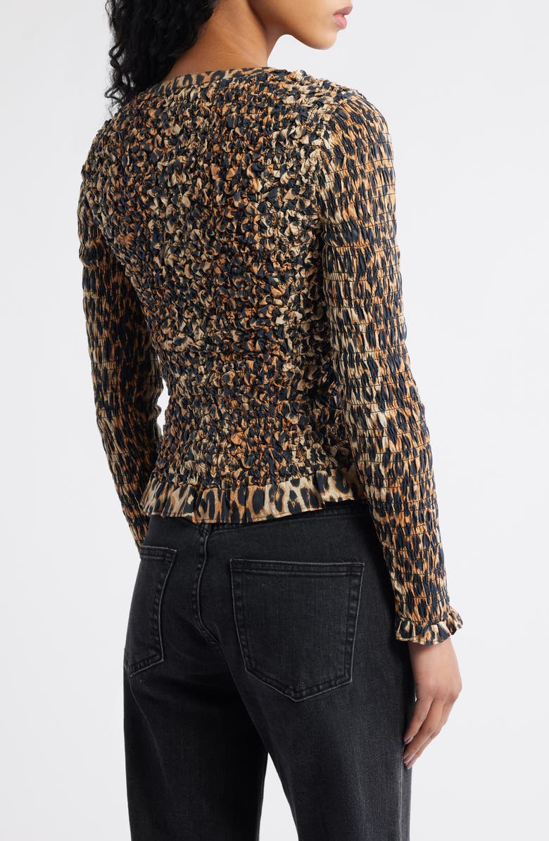 Damson Madder Elliana Smocked Cardigan, Alternate, color, Leopard