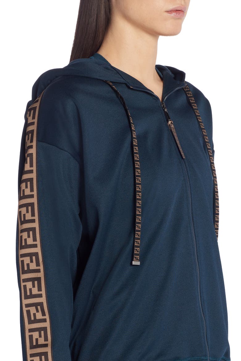 FF Logo Hooded Jersey Jacket, Alternate, color, F19EJ NAVY