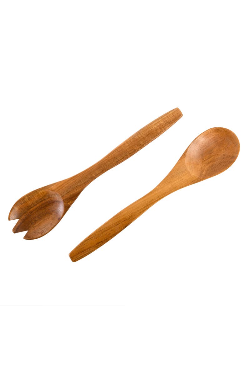 Sherwood Salad Bowl With Matching Serving Spoon & Fork, Alternate, color, Brown