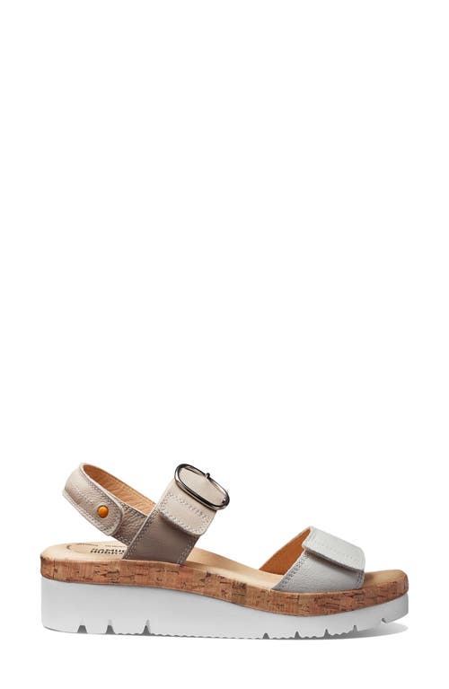 Samuel Hubbard Portola Quarter Strap Wedge Sandal In Two Tone White Leather