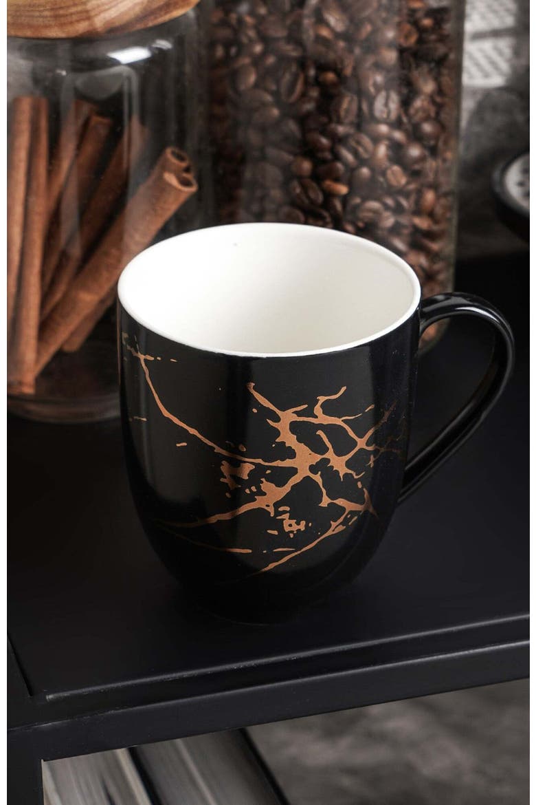 Zora Porcelain 4-Piece Mug Set, Alternate, color, Black