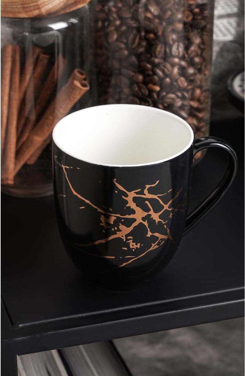 Stone Lain Zora Porcelain 4-Piece Mug Set, Alternate, color, Black