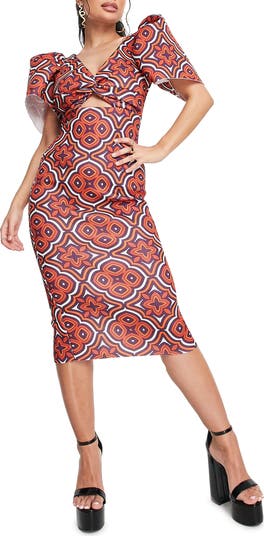 asos design twist and drape front midi dress ASOS CURVE + Curve Twist and Drape Front Midi Dress