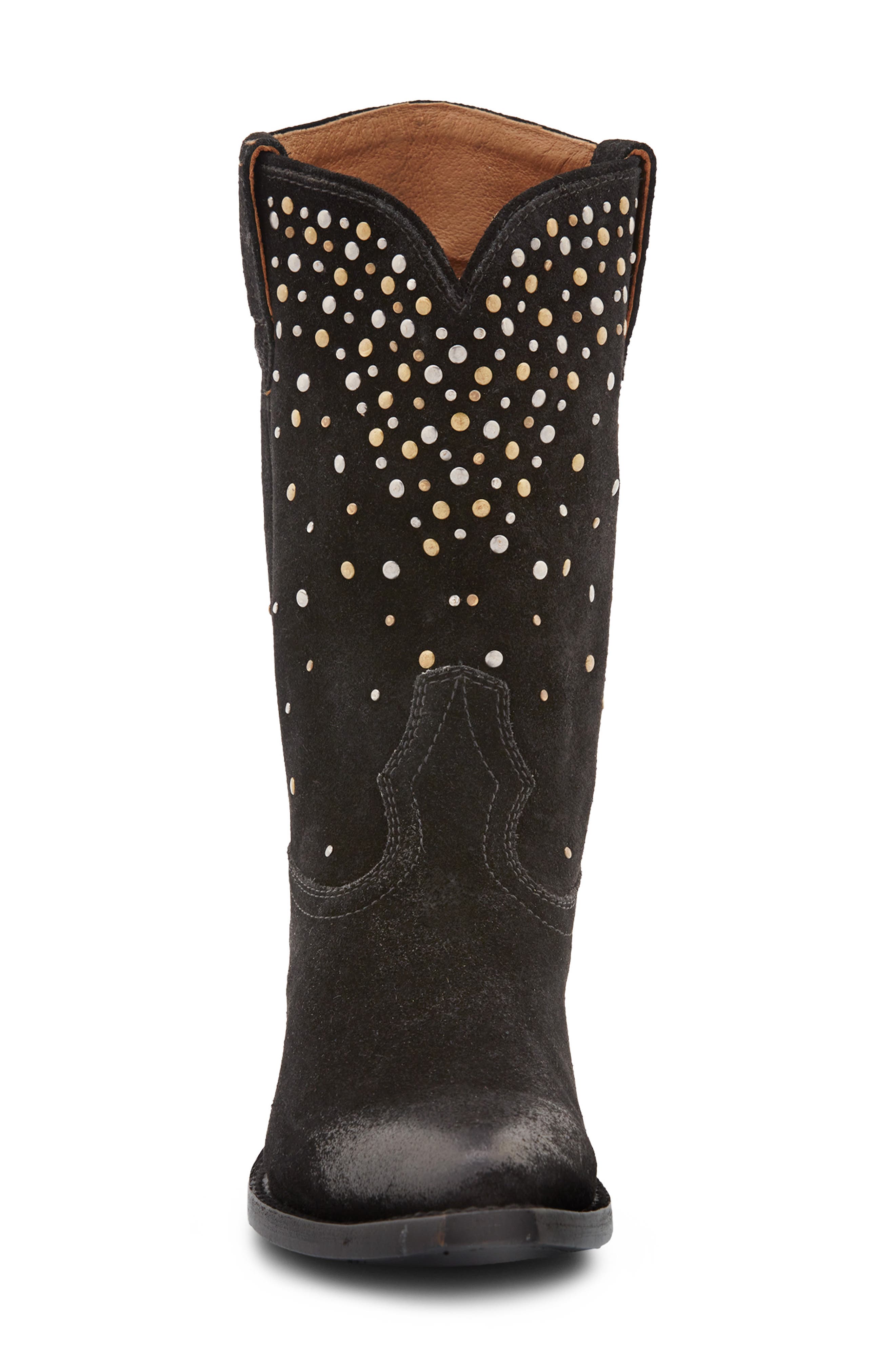 Frye Sacha Stud Western Boot, Alternate, color, Blac