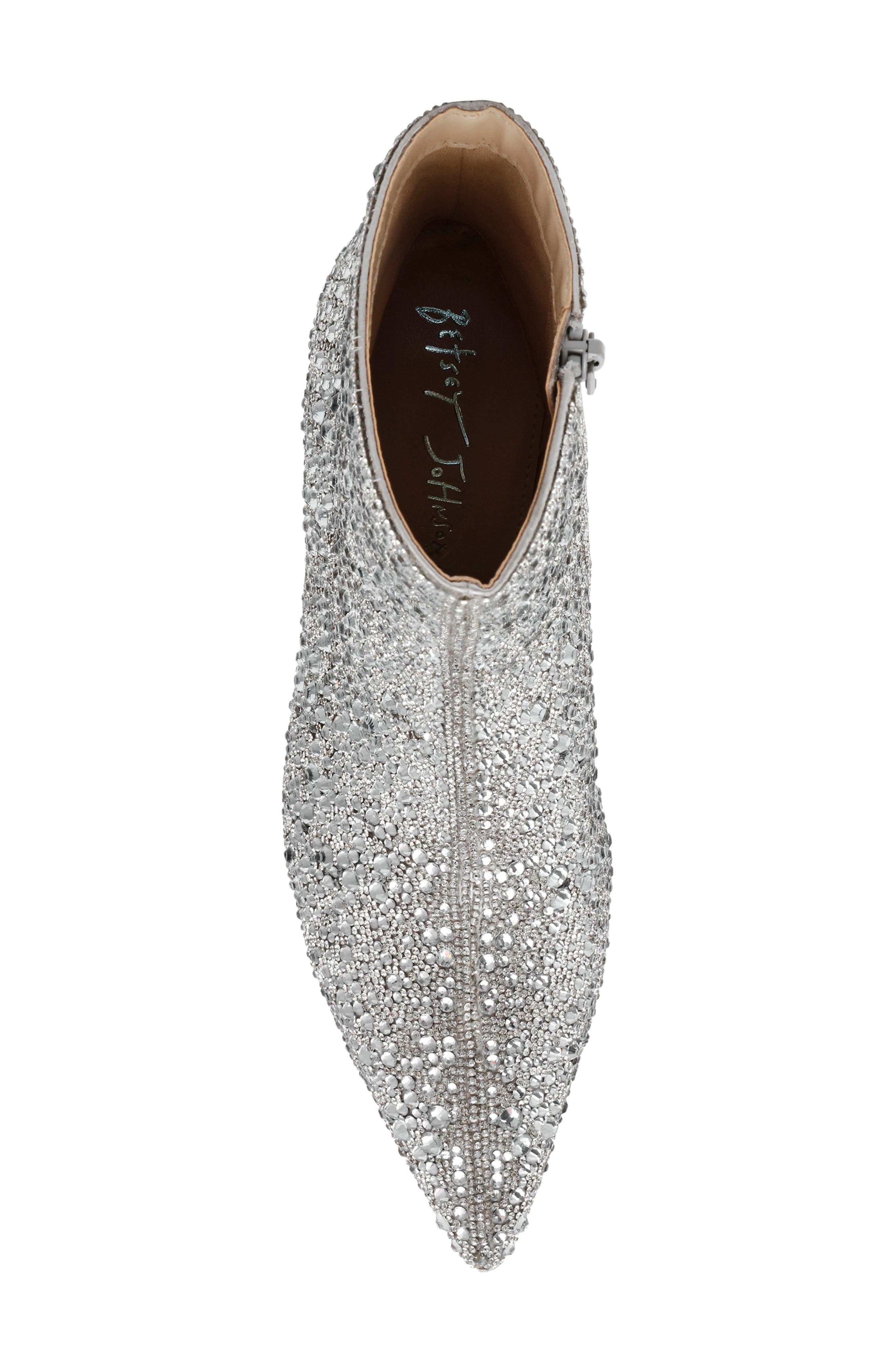 Betsey Johnson Ash Embellished Pointed Toe Kitten Heel Bootie, Alternate, color, 