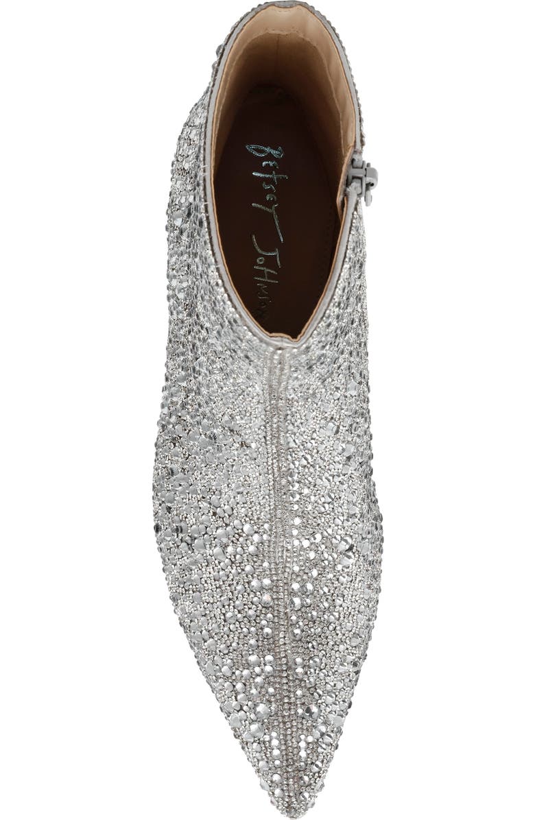 Betsey Johnson Ash Embellished Pointed Toe Kitten Heel Bootie, Alternate, color,