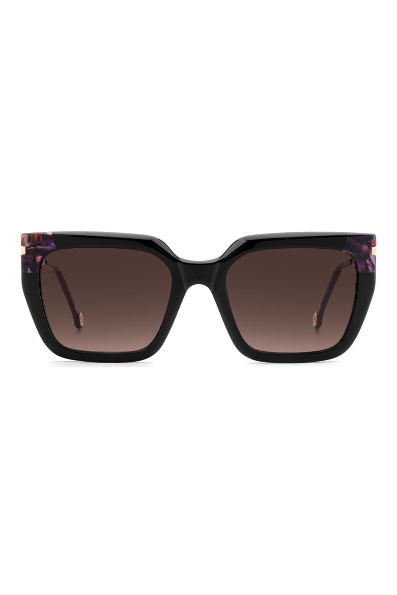 55mm Rectangular Sunglasses, Main, color, BLACK PINK/ BROWN