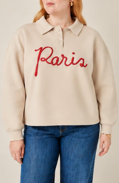 Lettering Polo Sweatshirt