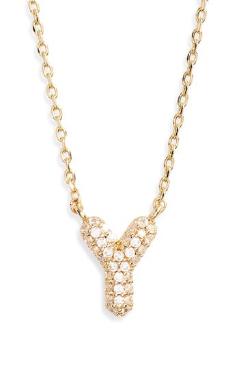 Leith Cubic Zirconia Initial Pendant Necklace In Y- Clear- Gold