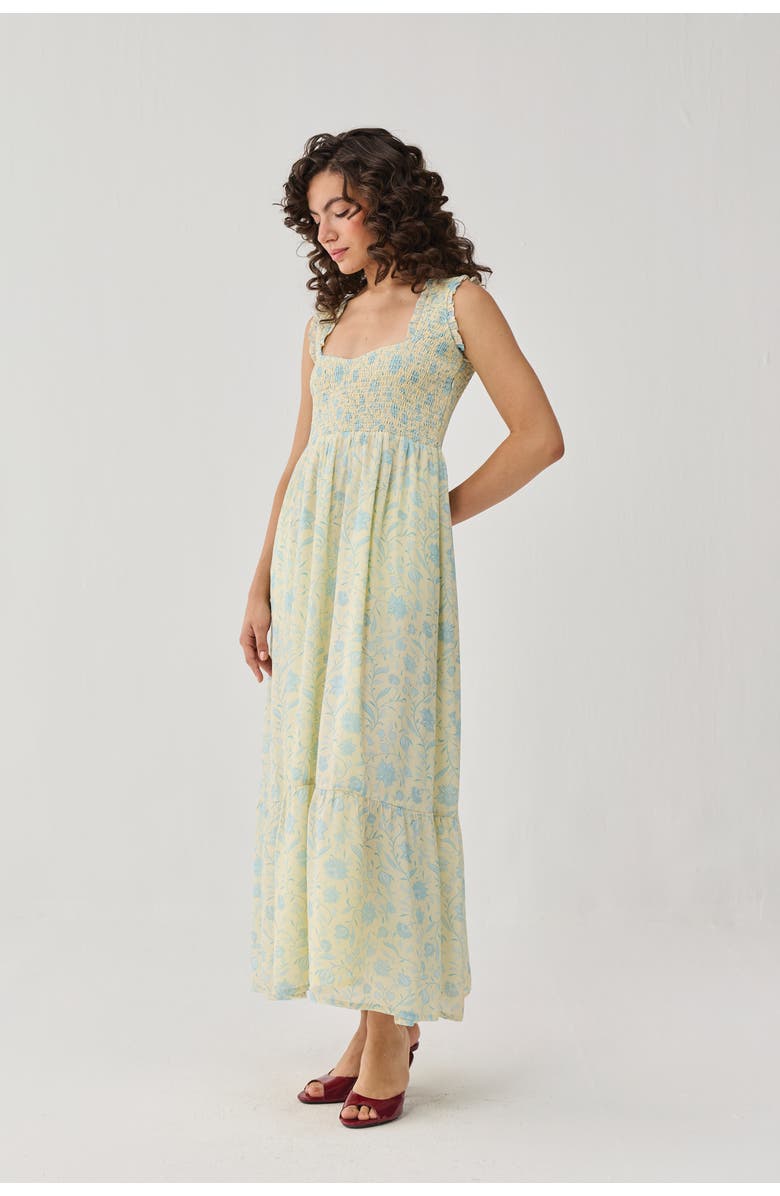 Reistor The Smocked Maxi Dress, Alternate, color, Butter Bloom