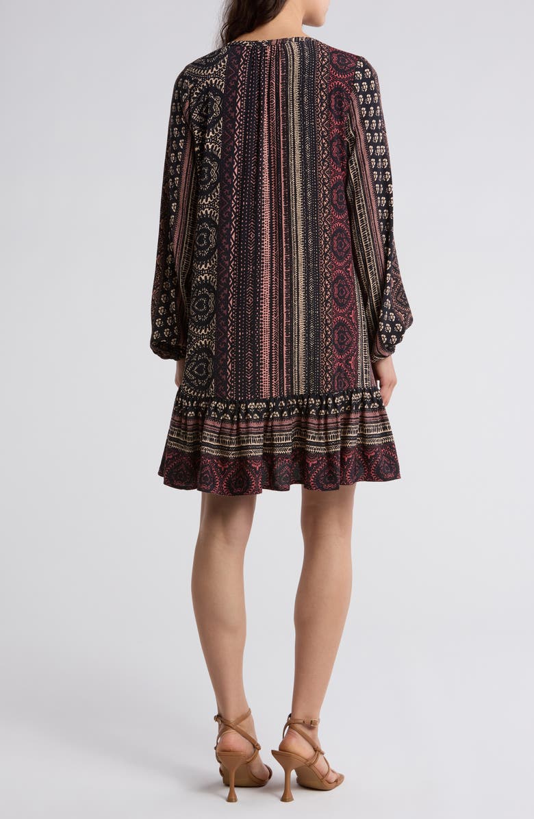 Lovestitch Tiered Long Sleeve Dress, Alternate, color, Black/Wine