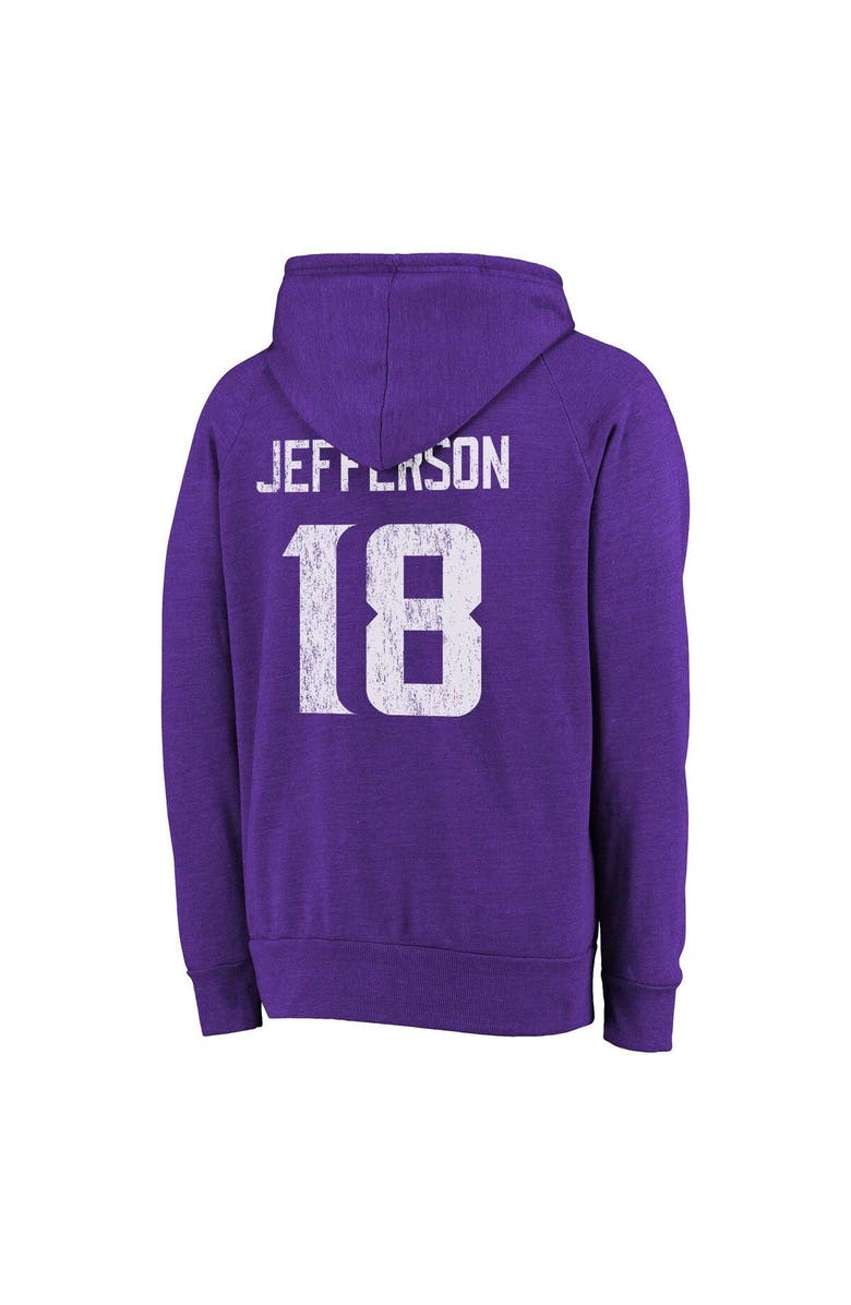 Majestic Threads Men's Majestic Threads Justin Jefferson Purple Minnesota Vikings Name & Number Tri-Blend Pullover Hoodie, Alternate, color, Purple