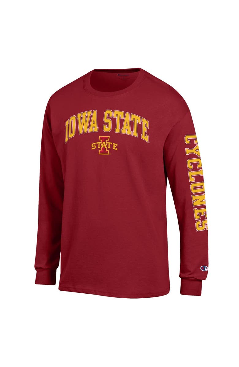 Champion Men's Champion  Cardinal Iowa State Cyclones Arch Over Logo 2-Hit Long Sleeve T-Shirt, Alternate, color, Cardinal