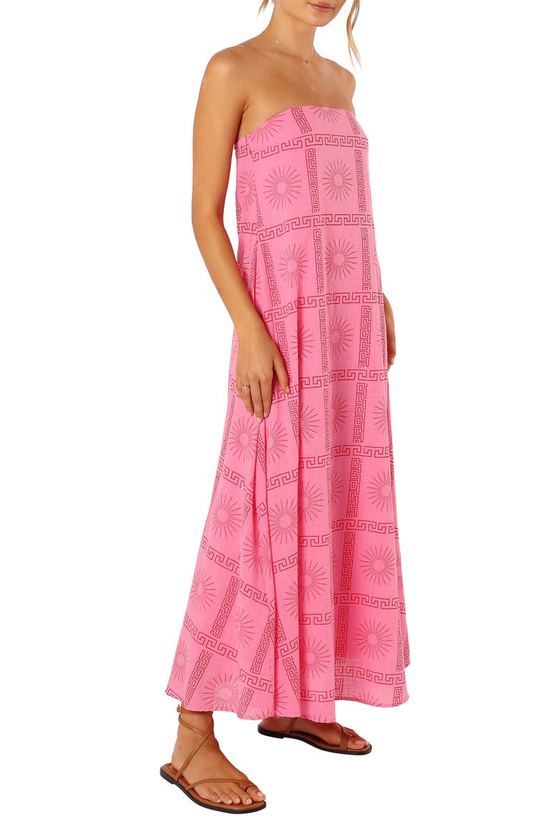 Soph Print Strapless Maxi Dress, Alternate, color, PINK RED