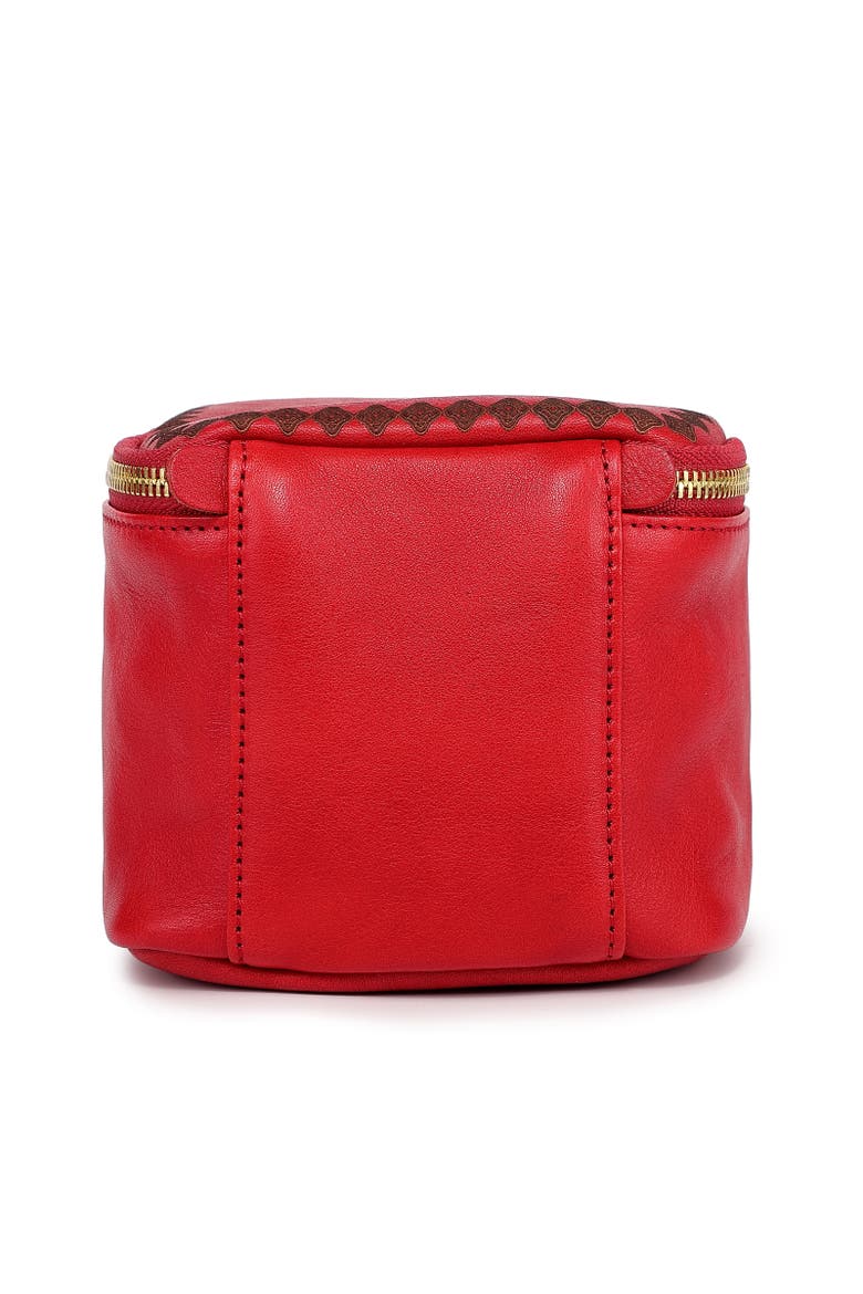 Celosia Genuine Leather Cube Jewelry Case, Alternate, color, Red