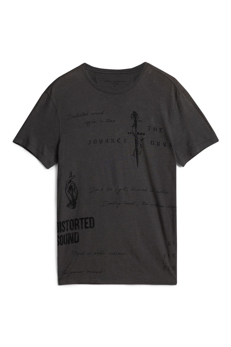 Distorted Sound Linen Blend Graphic Tee, Alternate, color, COAL