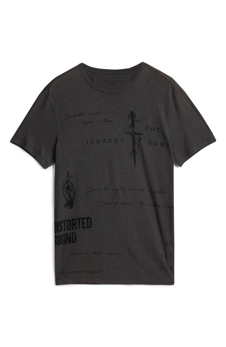 John Varvatos Distorted Sound Linen Blend Graphic Tee, Alternate, color, 