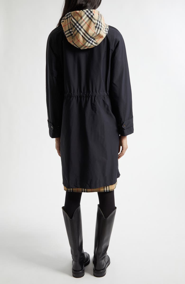 Burberry Newbury Stretch Twill Coat with Removable Hood, Alternate, color, Black