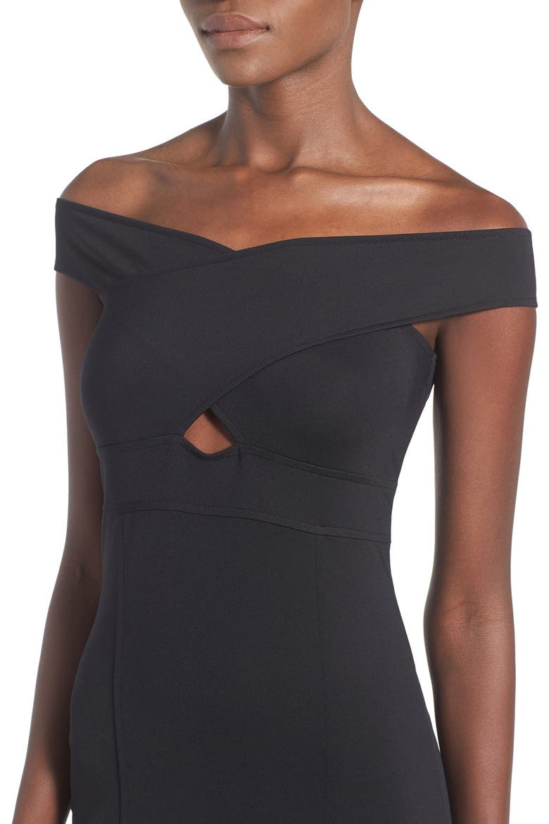 Off the Shoulder Body-Con Dress, Alternate, color, BLACK