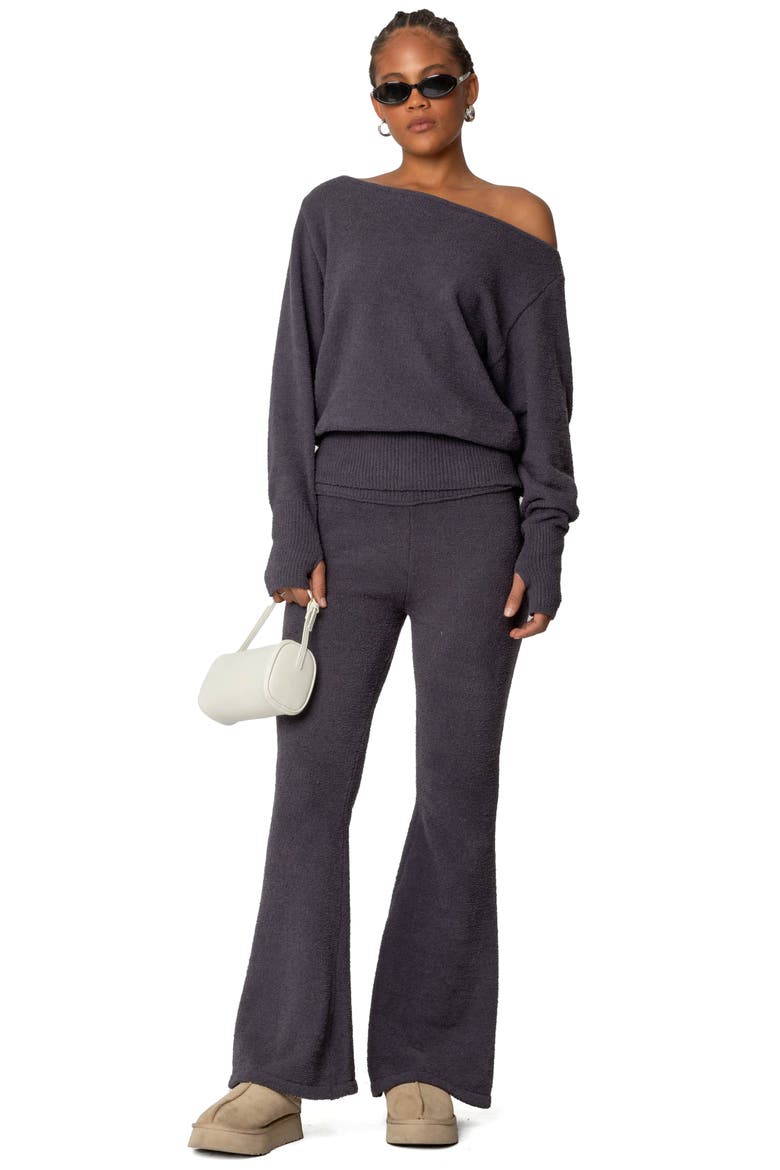 Plush Oversize Asymmetric Sweater, Alternate, color, DARK GRAY