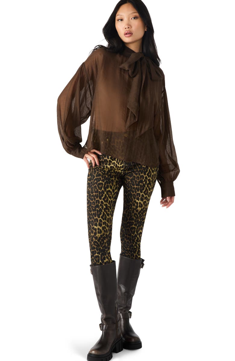 Steve Madden Sutton Tie Neck Top, Alternate, color, Dark Espresso