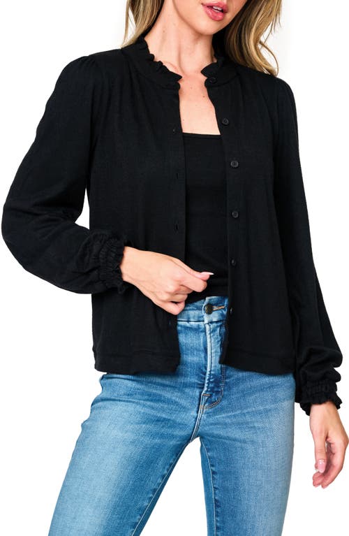 GIBSONLOOK Ruffle Accent Cardigan in Black 