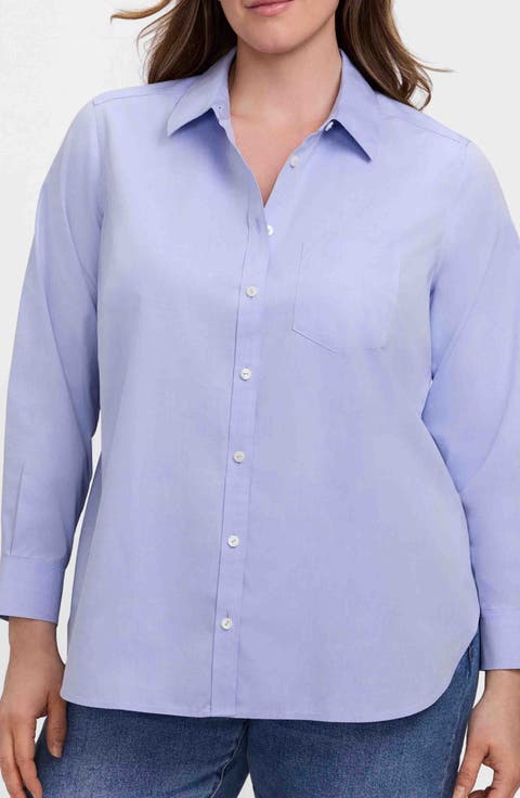 Boyfriend Non-Iron Cotton Blouse (Plus Size)