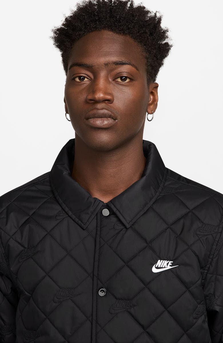 Nike Club Quilted Coach's Jacket, Alternate, color, Black/ White