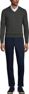 Lands' End School Uniform Cotton Modal Fine Gauge V-neck Sweater